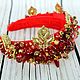 Red and gold Dolce headband crown Beaded tiara Red royal diadem. Headband. Beaded jewelry by Mariya Klishina. My Livemaster. Фото №6