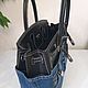 Джинсовая - кожаная сумка a'la  Birkin 35. My Handmade. Классическая сумка. Magic denim in art. Ярмарка Мастеров.  Фото №4