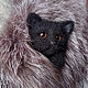 custom. Brooch-pin: Felted Brooch Black Cat. Zveropolk. Brooches. Game in felting. Online shopping on My Livemaster.  Фото №2