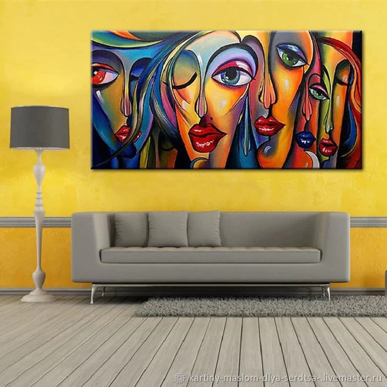 Стильные картины маслом в интерьер Современная картина на холсте в ...