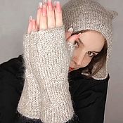 Аксессуары handmade. Livemaster - original item Mittens: knitted mitts with mohair sequins warm mittens for women. Handmade.