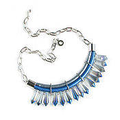 Украшения handmade. Livemaster - original item Futurism leather necklace blue necklace with crystals. Handmade.