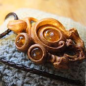 Украшения handmade. Livemaster - original item Wood pendants with amber. Handmade.