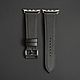 Черный ремешок для Apple Watch в стиле Hermes из кожи Epsom Calf. Ремешок для часов. TKACHCRAFT | Изделия из кожи. Интернет-магазин Ярмарка Мастеров.  Фото №2