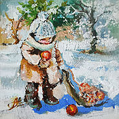 Картины и панно handmade. Livemaster - original item Oranges, winter oil painting on canvas. Handmade.