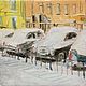 The painting 'City snowdrops' oil on canvas 20-20 cm, Pictures, St. Petersburg,  Фото №1