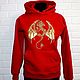 Red sweatshirt with embroidery gold dragon hoodie with dragon, Sweatshirts, Moscow,  Фото №1