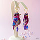 Bird earrings ' Juicy fuchsia' . Miniature birds, Earrings, Moscow,  Фото №1