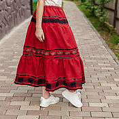 Одежда handmade. Livemaster - original item Tiered skirt made of linen 