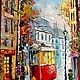 Красный трамвайчик, холст, 30х50 см, Картины, Рязань,  Фото №1