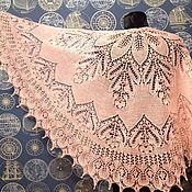 Шаль платок в оренбургской технике Цветок пустыни