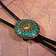 India 'Ethnic' bolo tie with stones (Coral and Turquoise), Vintage ties, Saratov,  Фото №1