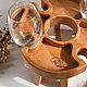 Винный набор: Винный столик из бука с 2 бокалами для вина. Подарочные боксы. Golden Wood. Ярмарка Мастеров.  Фото №6