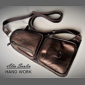 Bag with fringe W0090. Leather. Handmade