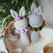 Работы для детей, handmade. Livemaster - original item Soft Bunny Rattle Toy. Handmade.