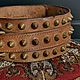  антикварный ошейник из кожи с латунными заклёпками. Ошейники. Уютный подвальчик. Интернет-магазин Ярмарка Мастеров.  Фото №2