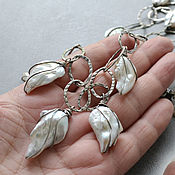 Silver Necklace Pendant with Moonstone Shell
