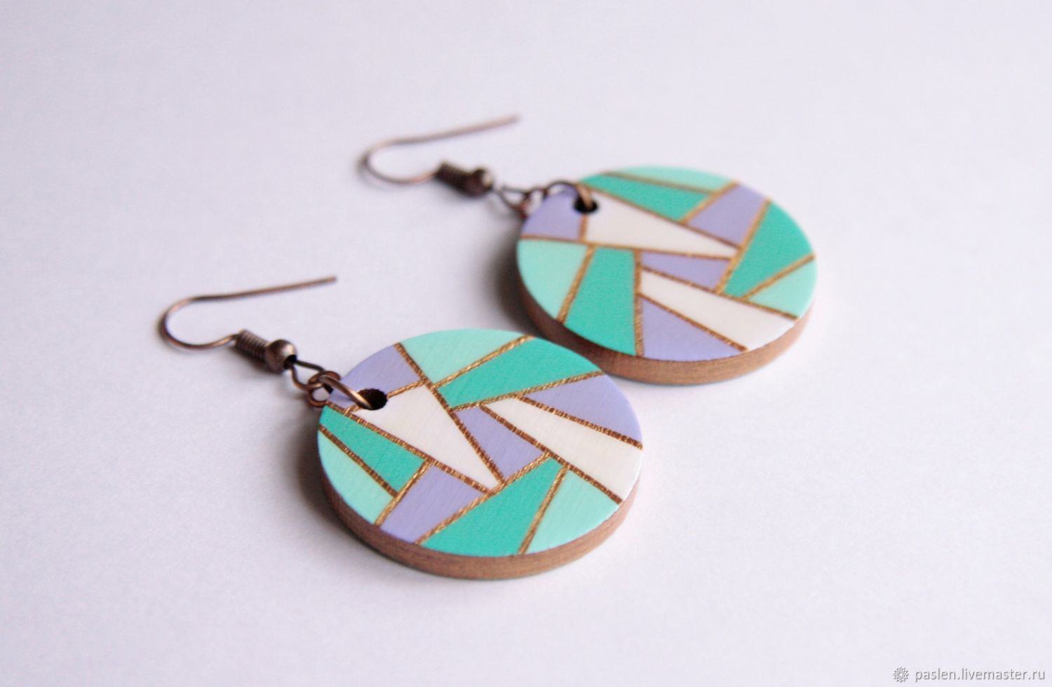 Серьги "Яркая геометрия" с ручной росписью купить в интернет-магазине ...