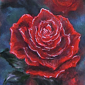 Картины и панно handmade. Livemaster - original item Painting Roses red, rose red miniature, oil, 10 x 15. Handmade.
