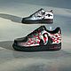 Заказать Кроссовки черные Nike Air Force унисекс, кастом, ручная роспись, аниме. Olgavolgoart. Роспись одежды и обуви. Кастом. Ярмарка Мастеров. . Кроссовки Фото №3