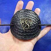 Украшения handmade. Livemaster - original item Leather oval clip on hair Bronze dragon. Handmade.