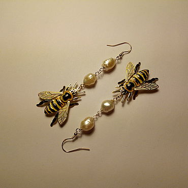 Украшения ручной работы. Ярмарка Мастеров - ручная работа Серьги Пчела. Earrings Bee.. Handmade.