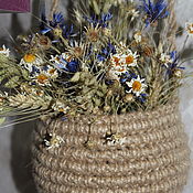 Цветы и флористика handmade. Livemaster - original item Pots of jute with dried flowers. Handmade.