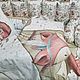 Комплект в кроватку, бортики одеяло, кокон, Бортики в кроватку, Снегири,  Фото №1