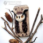 Сумки и аксессуары handmade. Livemaster - original item Covers: Phone case owl, felted wool cover. Handmade.