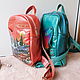 Order Mochilas de cuero con grabado y pintado a medida. Innela- авторские кожаные сумки на заказ.. Livemaster. . Backpacks Фото №3