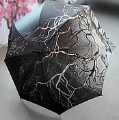 Аксессуары handmade. Livemaster - original item Black umbrella-stick with hand-painted 