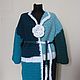Order Turquoise knit coat ' Turquoise squares '. vyazanaya6tu4ka. Livemaster. . Coats Фото №3