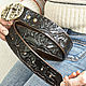 Leather belt handmade black 'Prairie'. Straps. schwanzchen. My Livemaster. Фото №4