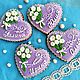 Gingerbread heart. Valentine with chrysanthemums. Gingerbread card. Gingerbread Cookies Set. sweets for joy (galinadenisenko). My Livemaster. Фото №6