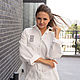 White Shirt in men's style size oversize linen with embroidery. Blouses. NATALINI. My Livemaster. Фото №4