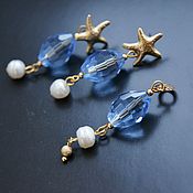 Украшения handmade. Livemaster - original item Starfish Earrings and Pendant with Natural Pearls. Handmade.