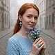 Серьги "Эмили" с жемчугом и голубыми лютиками. Серьги классические. Irish-flo украшения с цветами. Ярмарка Мастеров.  Фото №10