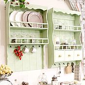 Shelves: shelf for kitchen green in the style of Provence
