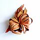 Order Brooch flower made of leather Orchid orange carrot with loops. De-Si-Re. Livemaster. . Brooches Фото №3