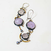 Double-sided earrings with kyanite and tourmaline