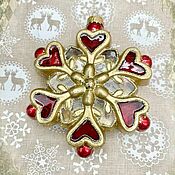 Сувениры и подарки handmade. Livemaster - original item Christmas decorations: Snowflake with hearts. Handmade.