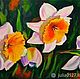 Painting Daffodils Oil Painting Flowers for Interior on black background. Pictures. Yulia Berseneva ColoredCatsArt. Online shopping on My Livemaster.  Фото №2
