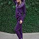 New! A cashmere suit with a hood and trimmed from Arctic Fox Purple, Suits, Moscow,  Фото №1