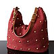 Suede women bag with decor trend 2020, Classic Bag, Bordeaux,  Фото №1