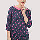 Order Blue Flamingo blouse made of viscose. Yana Levashova Fashion. Livemaster. . Blouses Фото №3