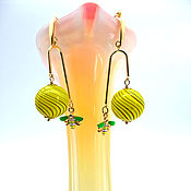 Украшения handmade. Livemaster - original item Earrings-poussettes with beads-balls lampwork 