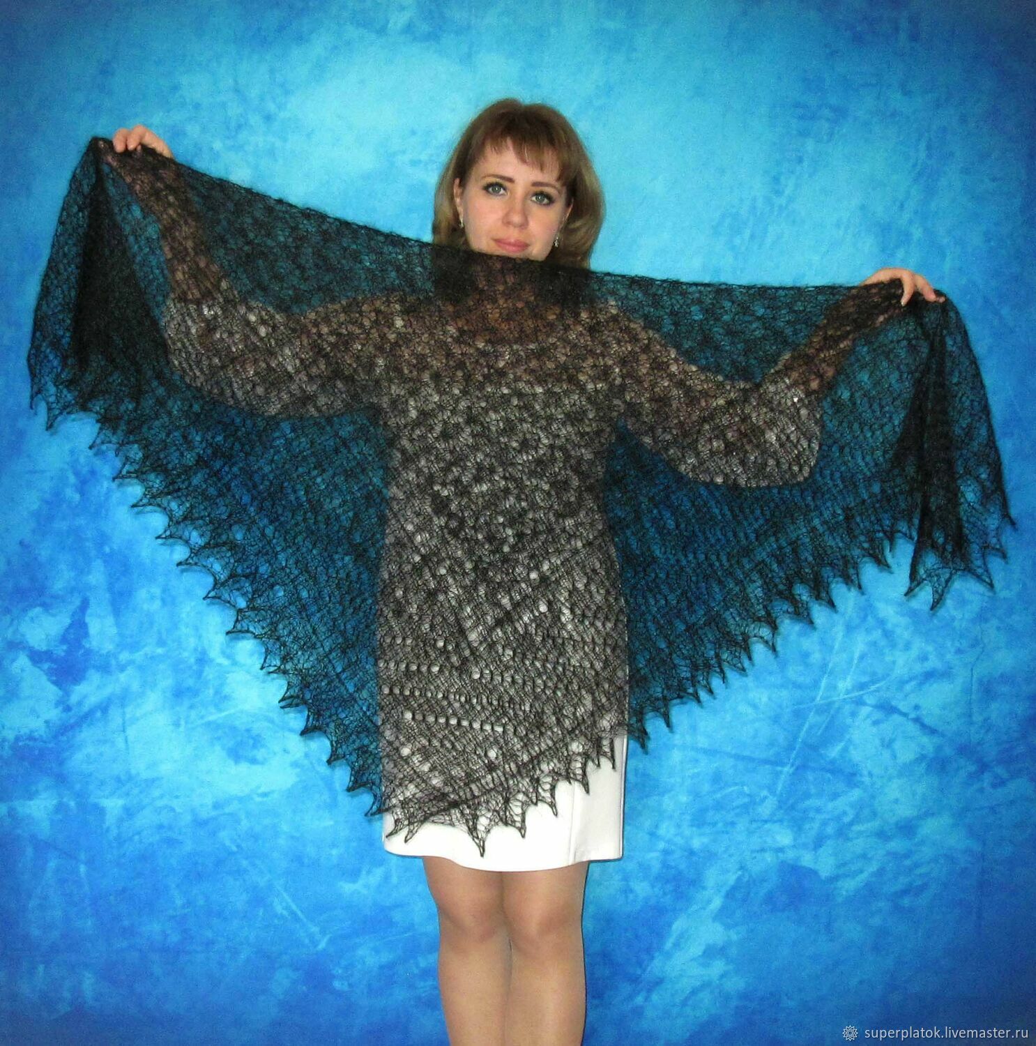 Kerchief Gift for her Woolen wrap Lace Russian shawl Hand knit shawl Gray Orenburg shawl Goat down shawl Warm cape Handmade cover up 