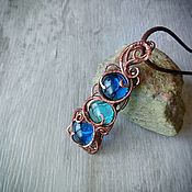 Украшения handmade. Livemaster - original item Copper pendant blue wire wrap. Handmade.