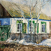 Картины и панно handmade. Livemaster - original item Watercolor painting Sunny day Spring landscape with a house. Handmade.