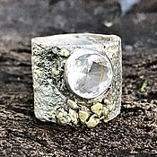 Украшения handmade. Livemaster - original item Wide ring. Beginning. Topaz, silver, gold. Handmade.